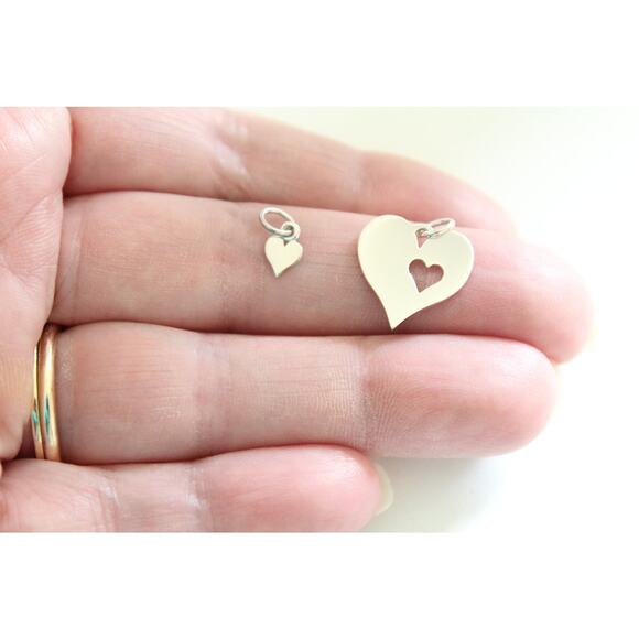 Sterling Silver Mother Daughter Heart Charm, Mother Daughter Charm Set - Picture 2 of 4